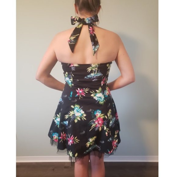 Hearts and Roses Pinup Floral Dress Rockabilly - Picture 3 of 4